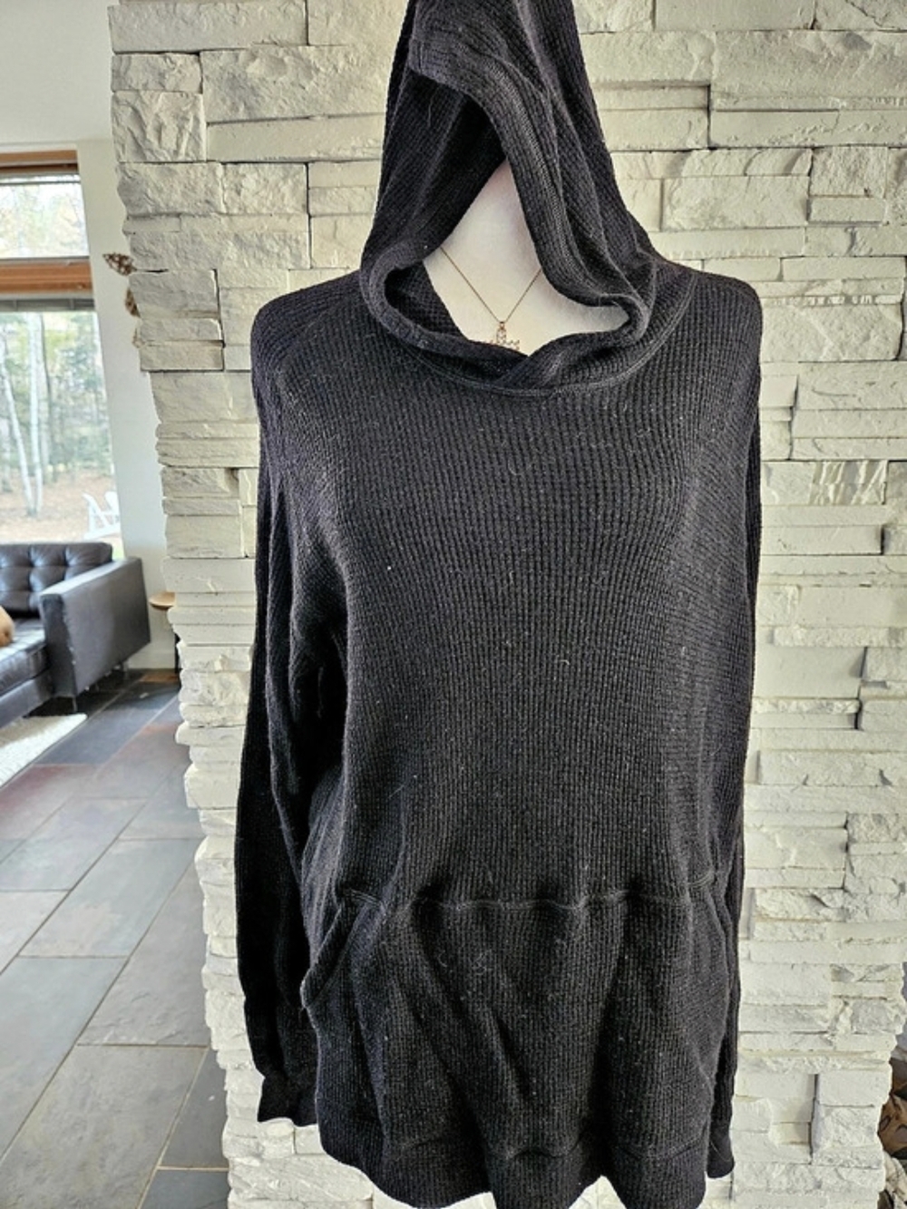 Heritage 1981 Hooded Knit Sweater in Black Size Medium Like New